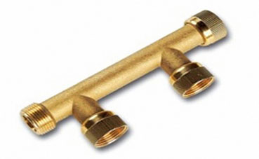 Verteiler Messing 1" IG x (2x 1" IG) x 1" AG mit flachdichtenden Verschraubungen