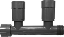 PVC-Verteiler mit 2 Ausgängen 1" IG x 1" AG x (2x) 1" IG 